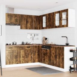 Berkfield Home 11 Piece Kitchen Cabinet Set Kalmar Smoked Oak Engineered Wood in Brown - thumbnail 3