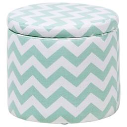 Wyld and Coco Round Storage Stool - Mint Green Chevron - thumbnail 2