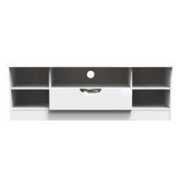 Ready Assembled 2 U Holborn Wide 1 Drawer TV & Media Unit (Ready Assembled) in White - Size: Large - thumbnail 2