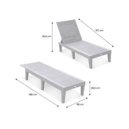 sweeek Pair Of Plastic Sun Loungers With Textured Wood Effect in Grey - thumbnail 5