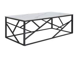 Vente-unique Ceramic & Metal Coffee Table - White & Black Marble Effect - thumbnail 5