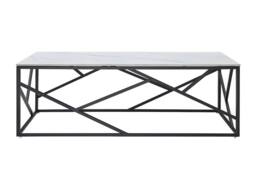Vente-unique Ceramic & Metal Coffee Table - White & Black Marble Effect - thumbnail 4