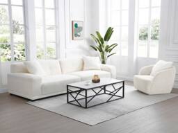 Vente-unique Ceramic & Metal Coffee Table - White & Black Marble Effect