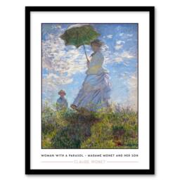 "Artery8 Claude Monet Woman With Parasol Madame Monet & Son Framed Art Print in Blue - Size: W12"" x H16""" - thumbnail 1