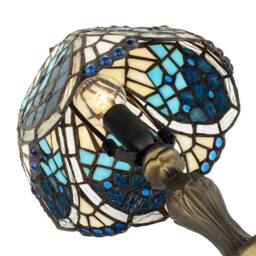 Happy Homewares Handmade Beaded Coloured Stained Glass Tiffany Table Lamp in Blue - Size: 8 inches - thumbnail 4