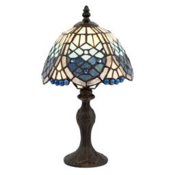 Happy Homewares Handmade Beaded Coloured Stained Glass Tiffany Table Lamp in Blue - Size: 8 inches - thumbnail 2