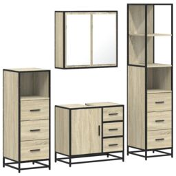 Berkfield Home 4¬†Piece Bathroom Furniture Set¬†Sonoma Oak Engineered Wood in Brown - thumbnail 2