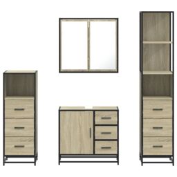 Berkfield Home 4¬†Piece Bathroom Furniture Set¬†Sonoma Oak Engineered Wood in Brown - thumbnail 5