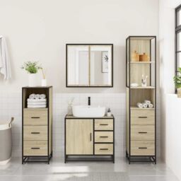 Berkfield Home 4¬†Piece Bathroom Furniture Set¬†Sonoma Oak Engineered Wood in Brown - thumbnail 3