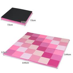Gymax Set of 2 Patchwork Activity Mat Folding Play Mat Large Crawl Floor Mat in Pink - thumbnail 2