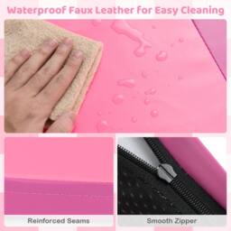 Gymax Set of 2 Patchwork Activity Mat Folding Play Mat Large Crawl Floor Mat in Pink - thumbnail 7