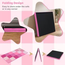 Gymax Set of 2 Patchwork Activity Mat Folding Play Mat Large Crawl Floor Mat in Pink - thumbnail 9