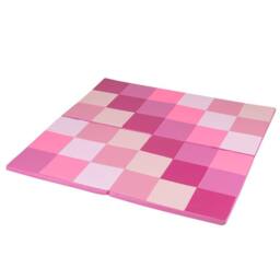 Gymax Set of 2 Patchwork Activity Mat Folding Play Mat Large Crawl Floor Mat in Pink - thumbnail 1