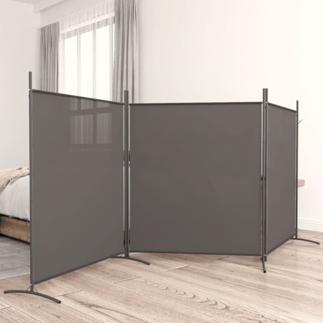 Berkfield Home 3-Panel Room Divider Anthracite 525x180 cm Fabric in Black - image 1