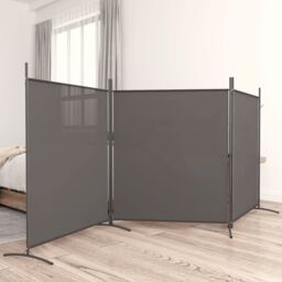 Berkfield Home 3-Panel Room Divider Anthracite 525x180 cm Fabric in Black