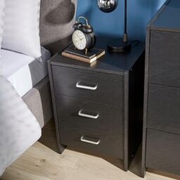 Home Source Stratford Chest of 3 Drawers Bedside Bedroom Storage Organiser in Black - thumbnail 5