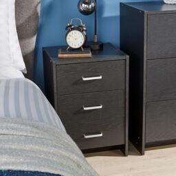 Home Source Stratford Chest of 3 Drawers Bedside Bedroom Storage Organiser in Black - thumbnail 3