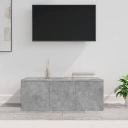 Berkfield Home TV Cabinet Concrete Grey 80x34x30 cm Engineered Wood - Size: 80 x 34 x 30 cm - thumbnail 2