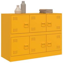 Berkfield Home Sideboard Mustard Yellow 99x39x73 cm Steel - Size: 99 x 39 x 73 cm - thumbnail 4