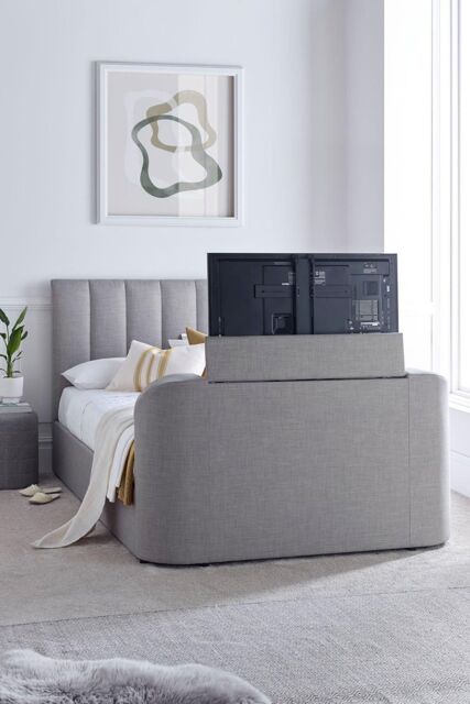 Time4sleep Lucille Upholstered TV Bed Mid Grey - Bed Frame Only - Size: Double - image 1