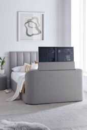 Time4sleep Lucille Upholstered TV Bed Mid Grey - Bed Frame Only - Size: Double - thumbnail 1