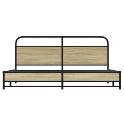 Berkfield Home Metal Bed Frame without Mattress Sonoma Oak 200x200 cm in Brown - thumbnail 5