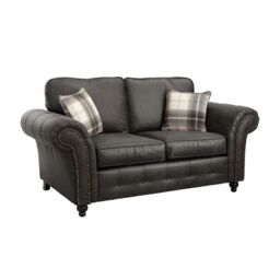 LUXURY LIFE Oakley Suede Fabric 2 Seater Sofa in Charcoal - thumbnail 2