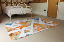 Benjamin Tate Design Autumn Geometrics With Maple Leaves Rug in Natural - Size: Large - thumbnail 3
