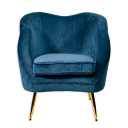 Madison & Mayfair Blue Brooklyn Velvet Chair with Padded Cushion & Gold Legs - thumbnail 2