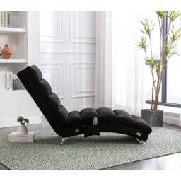 Direct Wicker Fabric Chaise Lounge Sofa with Gentle Vibration Feature & Pocket in Black - Size: 1 Pack - thumbnail 8
