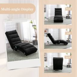 Direct Wicker Fabric Chaise Lounge Sofa with Gentle Vibration Feature & Pocket in Black - Size: 1 Pack - thumbnail 6