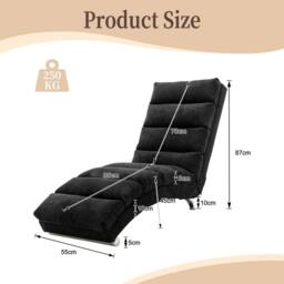 Direct Wicker Fabric Chaise Lounge Sofa with Gentle Vibration Feature & Pocket in Black - Size: 1 Pack - thumbnail 2