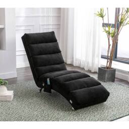 Direct Wicker Fabric Chaise Lounge Sofa with Gentle Vibration Feature & Pocket in Black - Size: 1 Pack - thumbnail 1