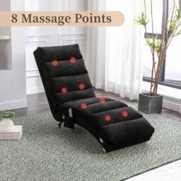 Direct Wicker Fabric Chaise Lounge Sofa with Gentle Vibration Feature & Pocket in Black - Size: 1 Pack - thumbnail 5
