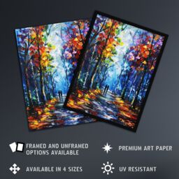 "Artery8 Rainbow Forest Trail Couple Abstract Painting Wall Art Print in Blue - Size: W24"" x H32""" - thumbnail 2