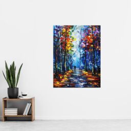 "Artery8 Rainbow Forest Trail Couple Abstract Painting Wall Art Print in Blue - Size: W24"" x H32""" - thumbnail 4