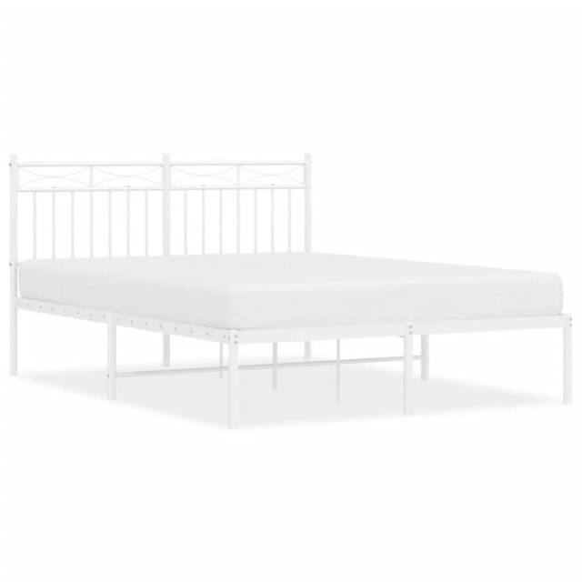 Berkfield Home Metal Bed Frame with Headboard White 140x200 cm - image 1