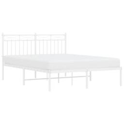 Berkfield Home Metal Bed Frame with Headboard White 140x200 cm - thumbnail 3