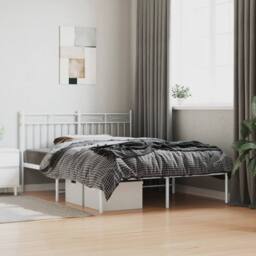 Berkfield Home Metal Bed Frame with Headboard White 140x200 cm - thumbnail 2