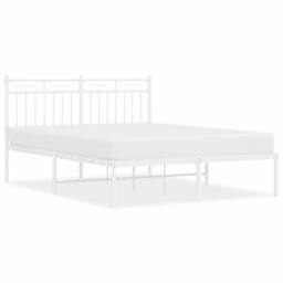 Berkfield Home Metal Bed Frame with Headboard White 140x200 cm - thumbnail 1