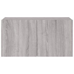 Berkfield Home TV Wall Cabinet with LED Lights Grey Sonoma 80x35x41 cm - Size: 80 x 35 x 41 cm - thumbnail 9