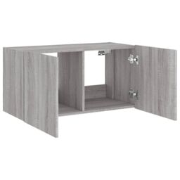 Berkfield Home TV Wall Cabinet with LED Lights Grey Sonoma 80x35x41 cm - Size: 80 x 35 x 41 cm - thumbnail 8