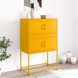 Berkfield Home Sideboard Mustard Yellow 68.5x38.5x107 cm Steel - thumbnail 3