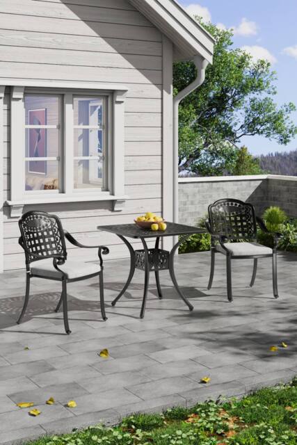 Garden Sanctuary Black 2-Seater Cast Aluminum Garden Dining Set - image 1