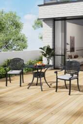Garden Sanctuary Black 2-Seater Cast Aluminum Garden Dining Set - thumbnail 2