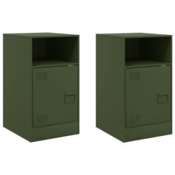 Berkfield Home Bedside Cabinets 2 pcs Olive Green 34.5x39x62 cm Steel - thumbnail 2