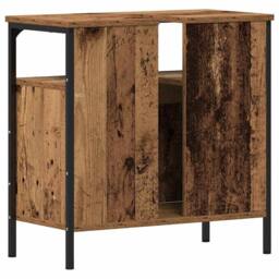 Berkfield Home Decorative Bathroom Sink Cabinet Old Wood 60x30x60 cm Engineered Wood in Brown - Size: 60 x 30 x 60 cm - thumbnail 8