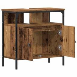 Berkfield Home Decorative Bathroom Sink Cabinet Old Wood 60x30x60 cm Engineered Wood in Brown - Size: 60 x 30 x 60 cm - thumbnail 5