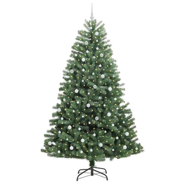Berkfield Home Realistic Artificial Hinged Christmas Tree Green 240 cm PVC & Metal - image 1