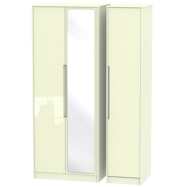 Ready Assembled 2 U Bristol Tall Triple Mirror Wardrobe (Ready Assembled) in Cream